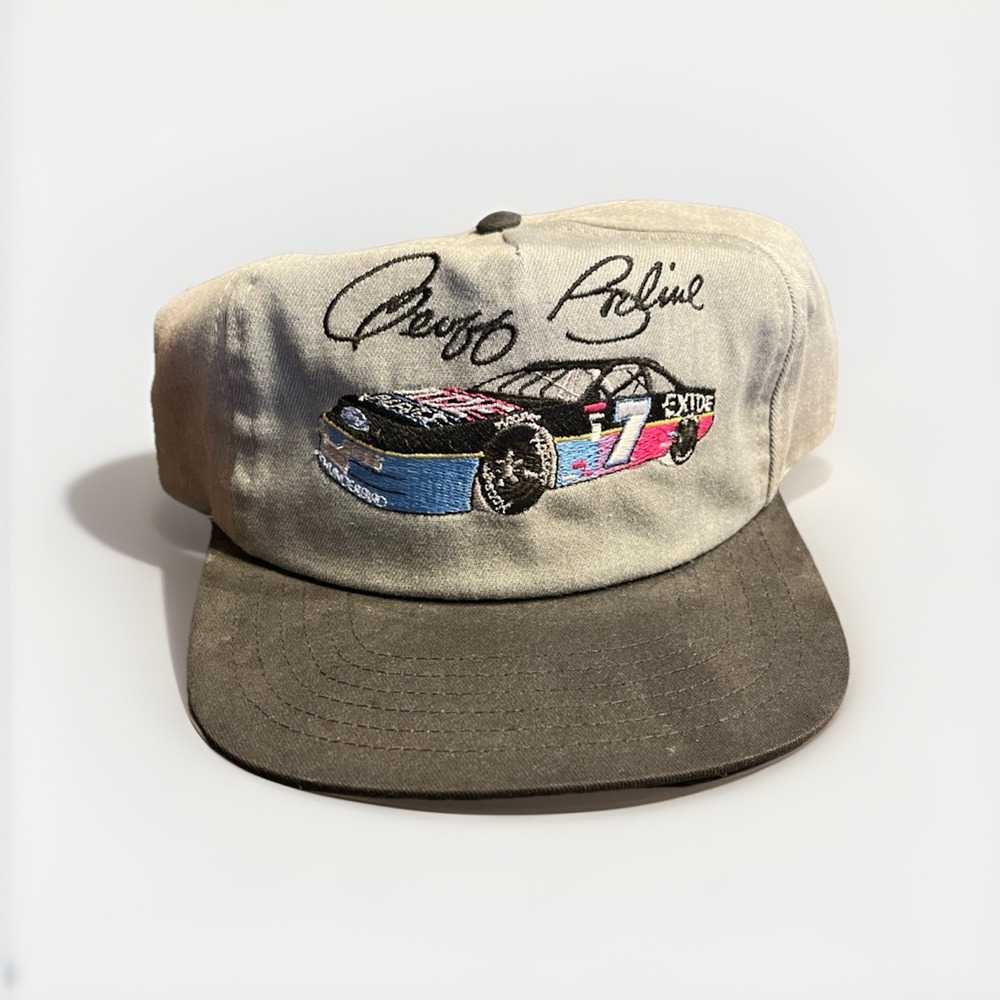 Vintage Geoff Bodine Hat 90s Exide Racing‎ NASCAR Snapback Cap #7 H20
